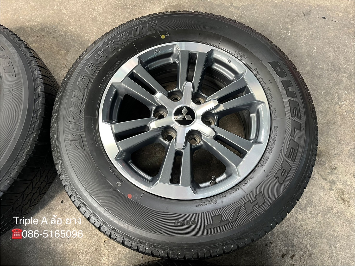 ✨ล้อแม็กพร้อมยาง 6รู139✨Mitsu Triton ขอบ 17 เทาหน้าเงา