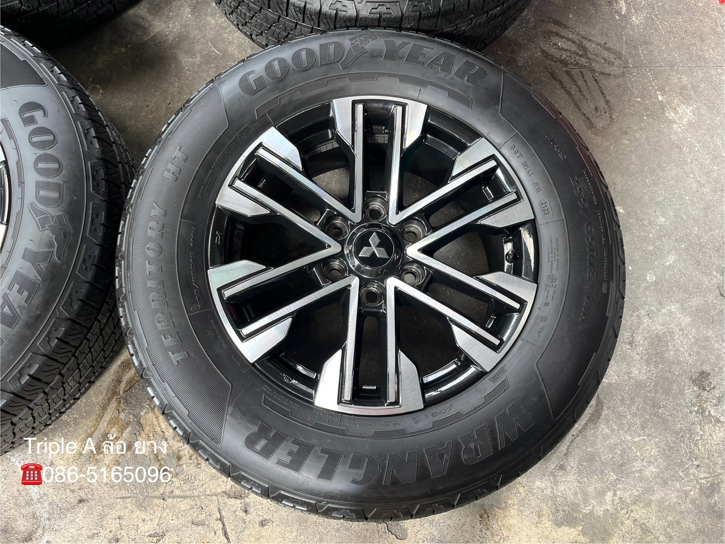 ✨ล้อแม็ก✨Mitsu Pajero ตัวท็อป ขอบ 18 ดำหน้าเงา พร้อมยาง 255-65-18 Goodyear🌟ปี 23🌟