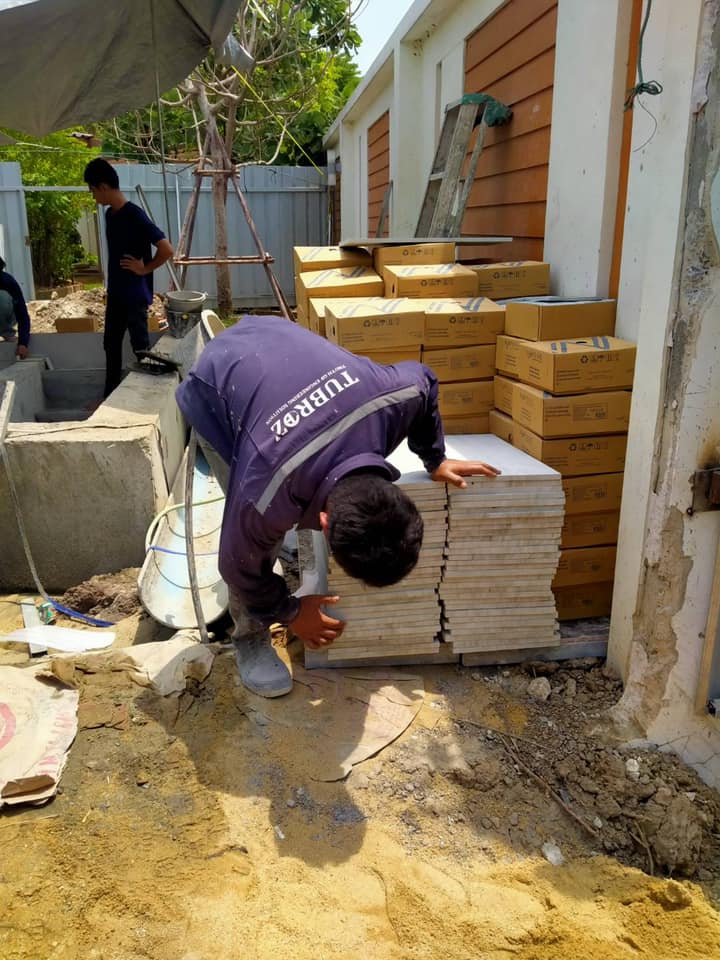 หินปูสระว่ายน้ำขนาด 10x10, 10x20,30x60