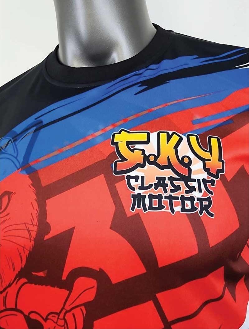 เสื้อกีฬาไมโครเรียบ ทั้งตัว สกรีนลาย แมวคลาสสิค