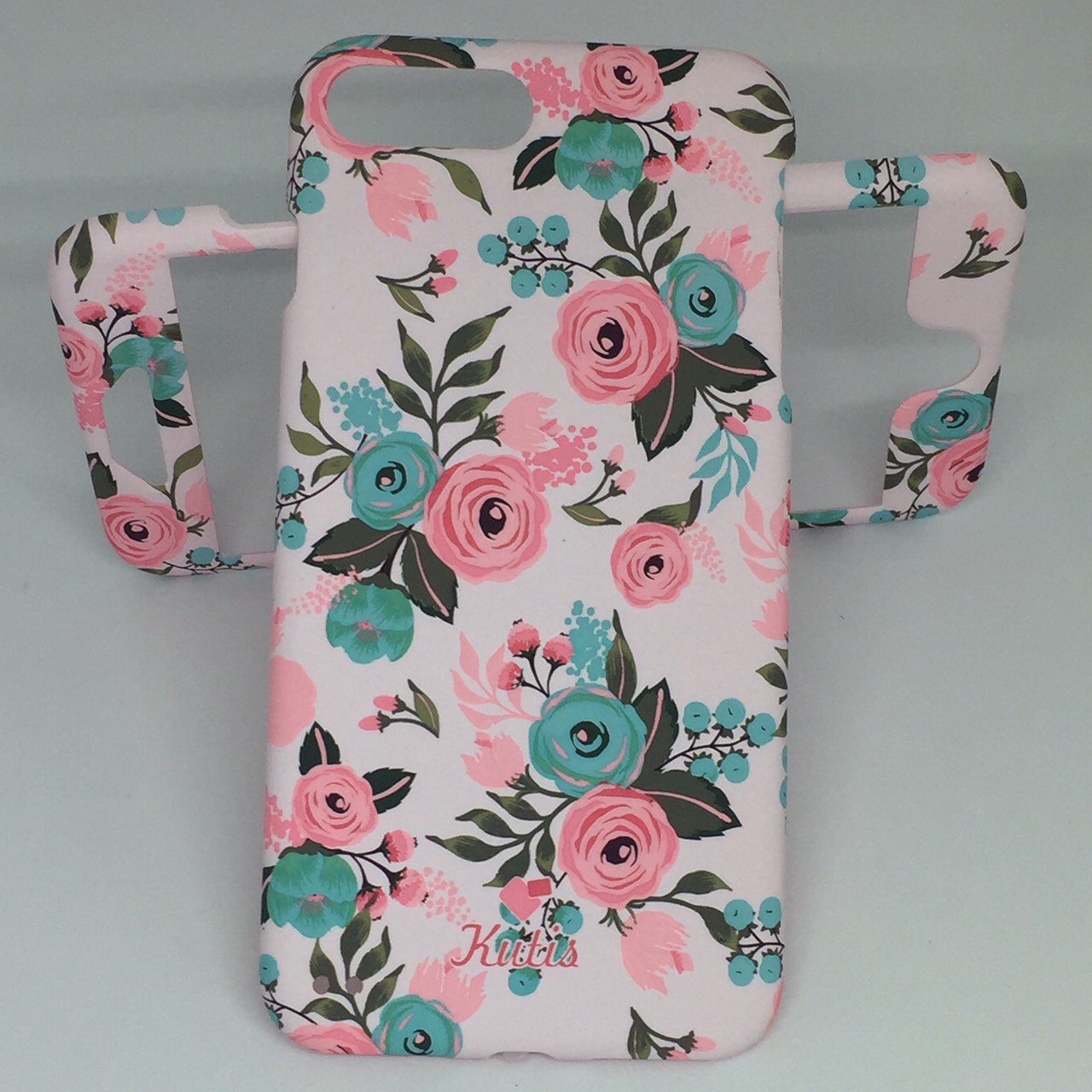 เคสคูทิส(Kutis)ไอโฟน7พลัส,8พลัส(ลายดอกไม้สีพื้นสีชมพูอ่อน)มาใหม่ เคสประกบหน้า-หลัง เคสเรืองแสง เคสลายวินเทจ