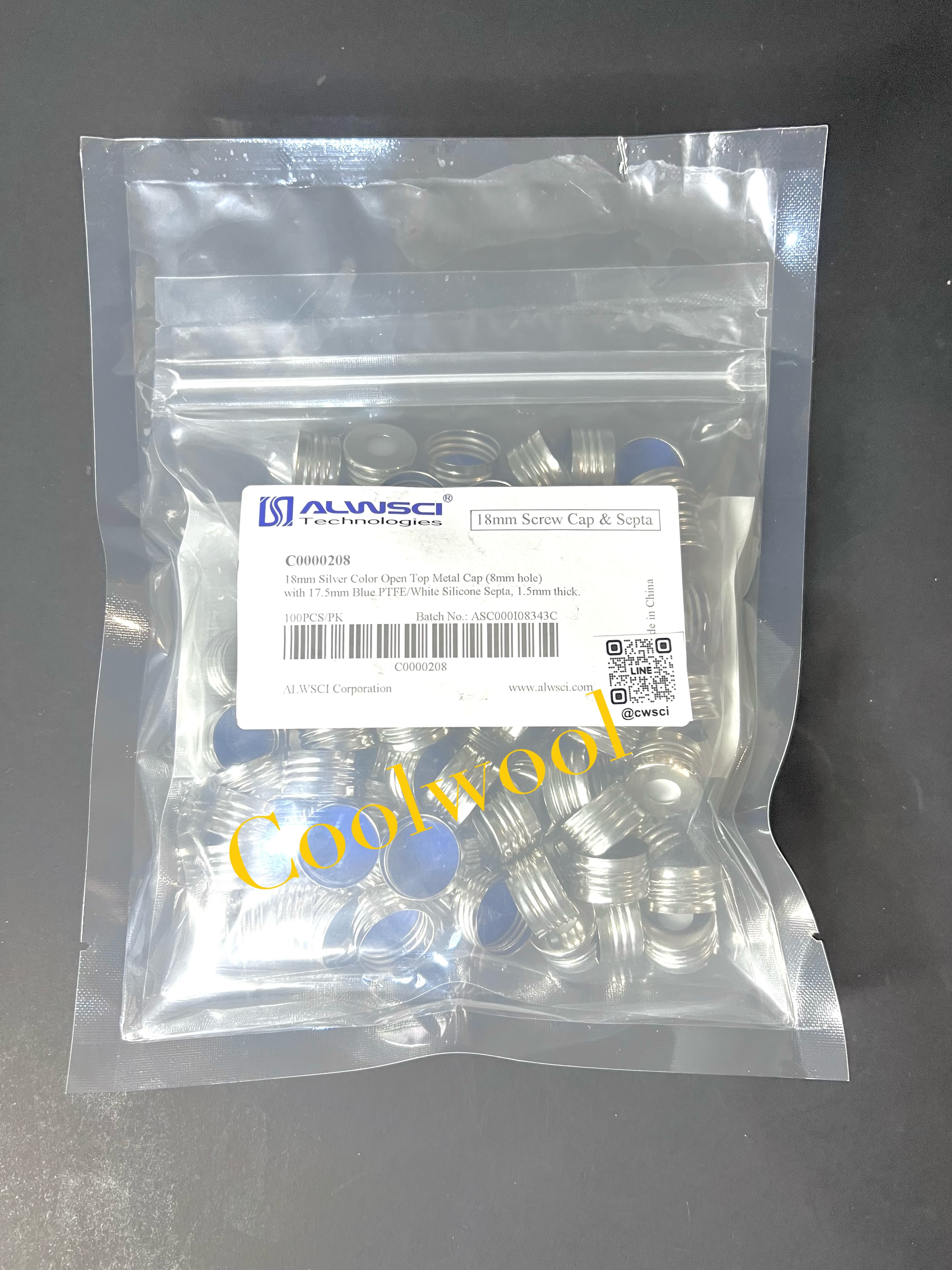 ฝาเกลียวปิดขวดvial ขนาด 18 mm พร้อม septa (100ชิ้น/แพ็ค)