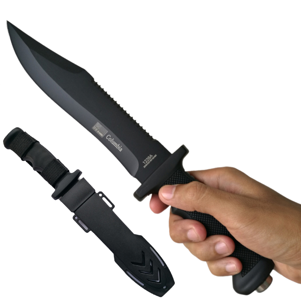 มีดพก มีดเดินป่า มีดใบตาย Columbia 1228A ยาว 12.5" (32 ซม.) พร้อมปลอกมีดพลาสติก ABS สำหรับเก็บมีด