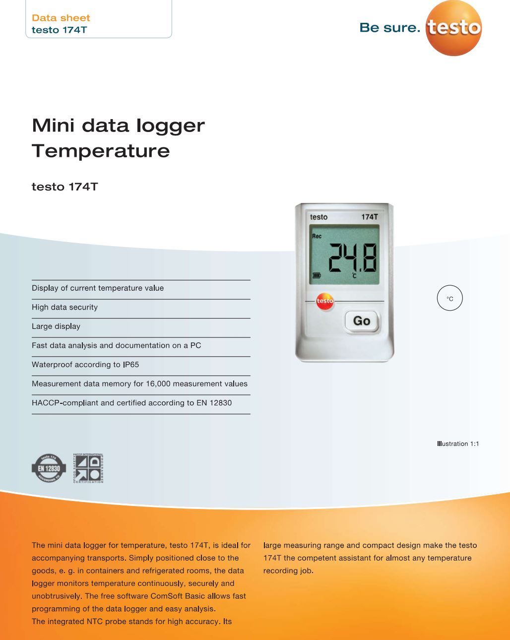 เครื่องวัดและบันทึกอุณหภูมิ mini Temp data logger -30 to +70 °C
