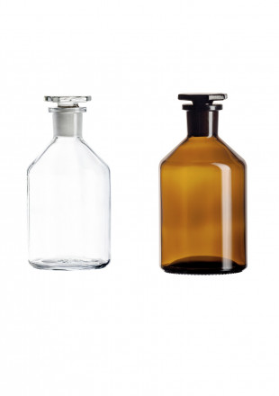 ขวดใส่สารเคมีสีชา ชนิดแก้ว ปากกว้าง amber reagent bottle