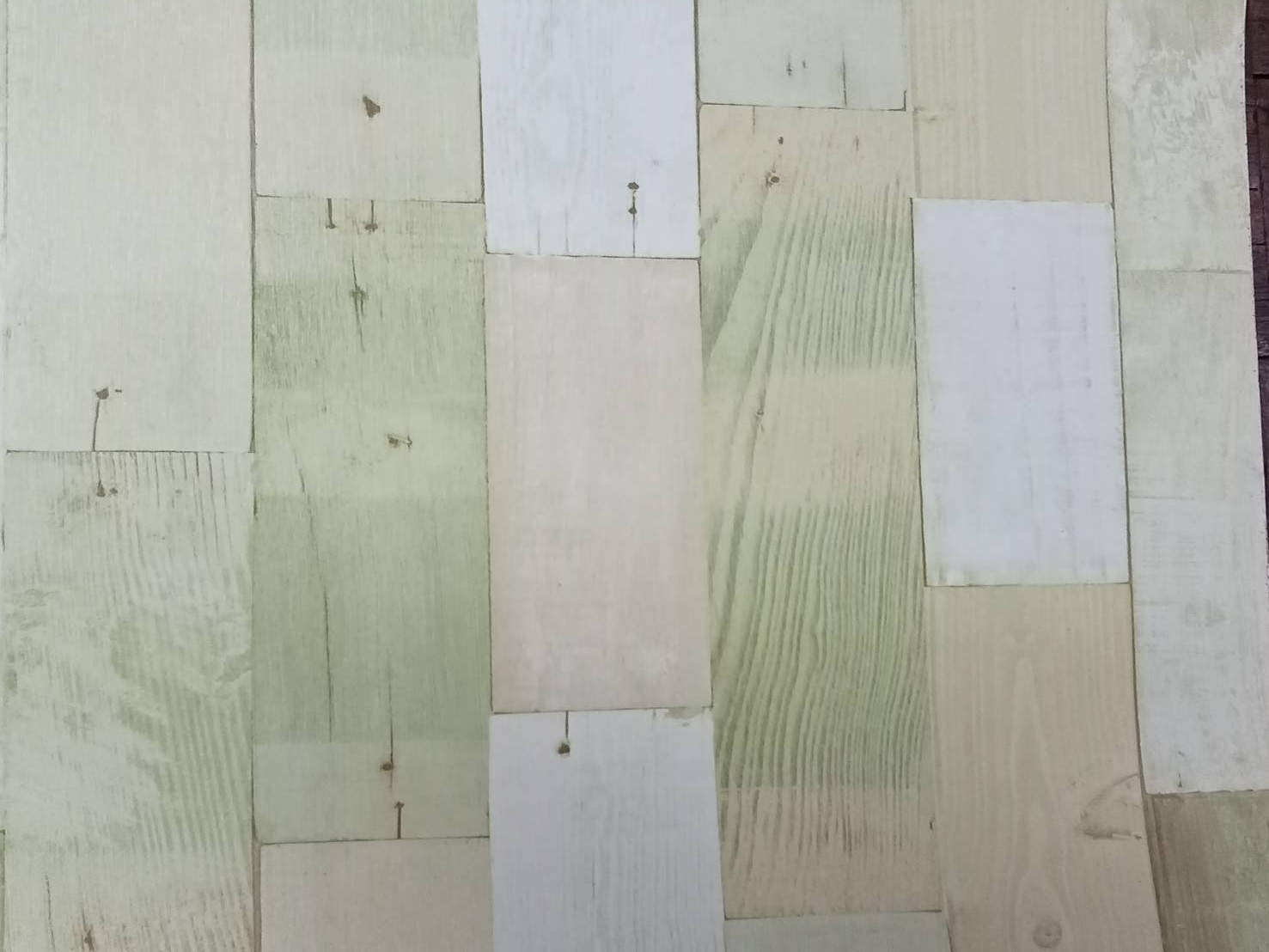 HVW-22508 สติ๊กเกอร์ลายไม้เก่าแบบมีกาวในตัว สีเหลืองครีม หน้ากว้าง 100 cm