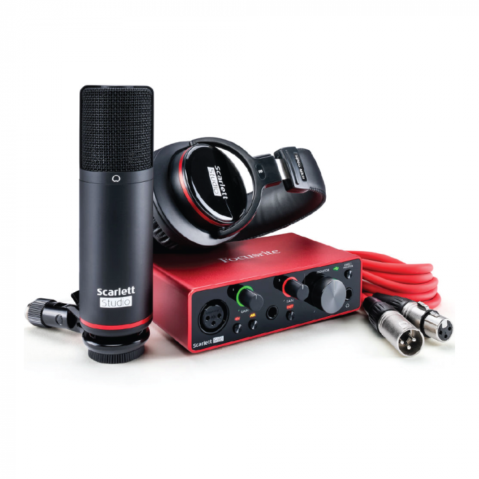 Set Focusrite Scarlett Solo Studio (3RD GEN) ชุดบันทึกเสียงแบบเริ่มต้น Solo ไมโครโฟน หูฟัง ตัวปรับแต่งเสียง และ สายเสียง ครบชุดพร้อมใช้งาน