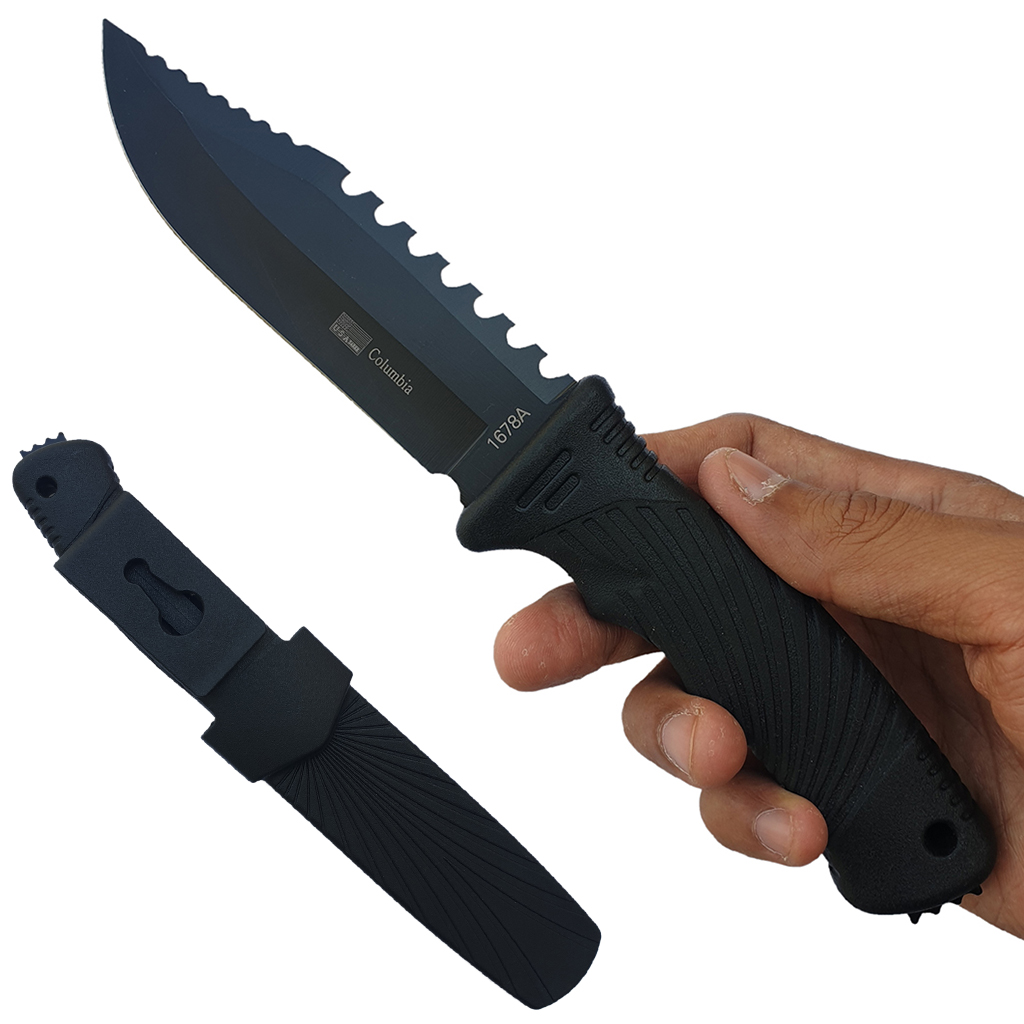 มีดใบตาย มีดพก Columbia 1678A ขนาด 9.1 นิ้ว (23.5 ซม.) พร้อมปลอกมีด ABS เหน็บเข็มขัดสำหรับเก็บมีด