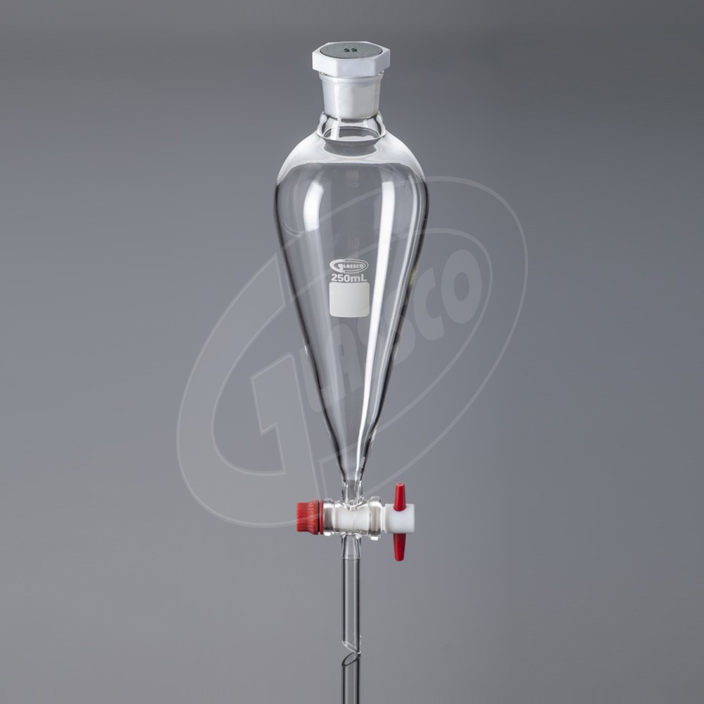 กรวยแยกสาร Separating Funnel with Joint white color PP Stopper and PTFE Stopcock