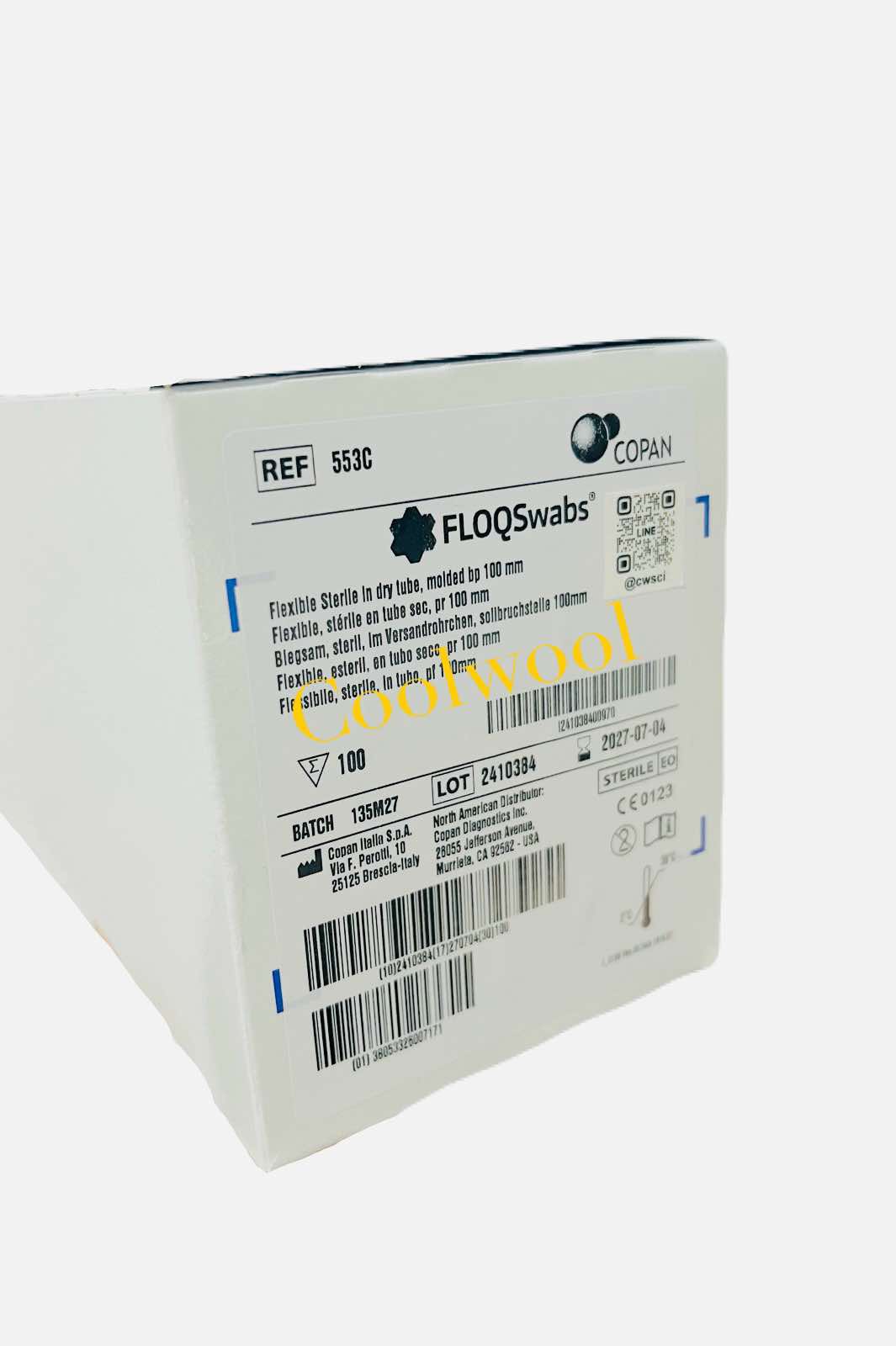 ก้านสำลีสำหรับเก็บตัวอย่าง Flock Swab sampler(1pc/tube,100tube/pkg)-Copan, USA