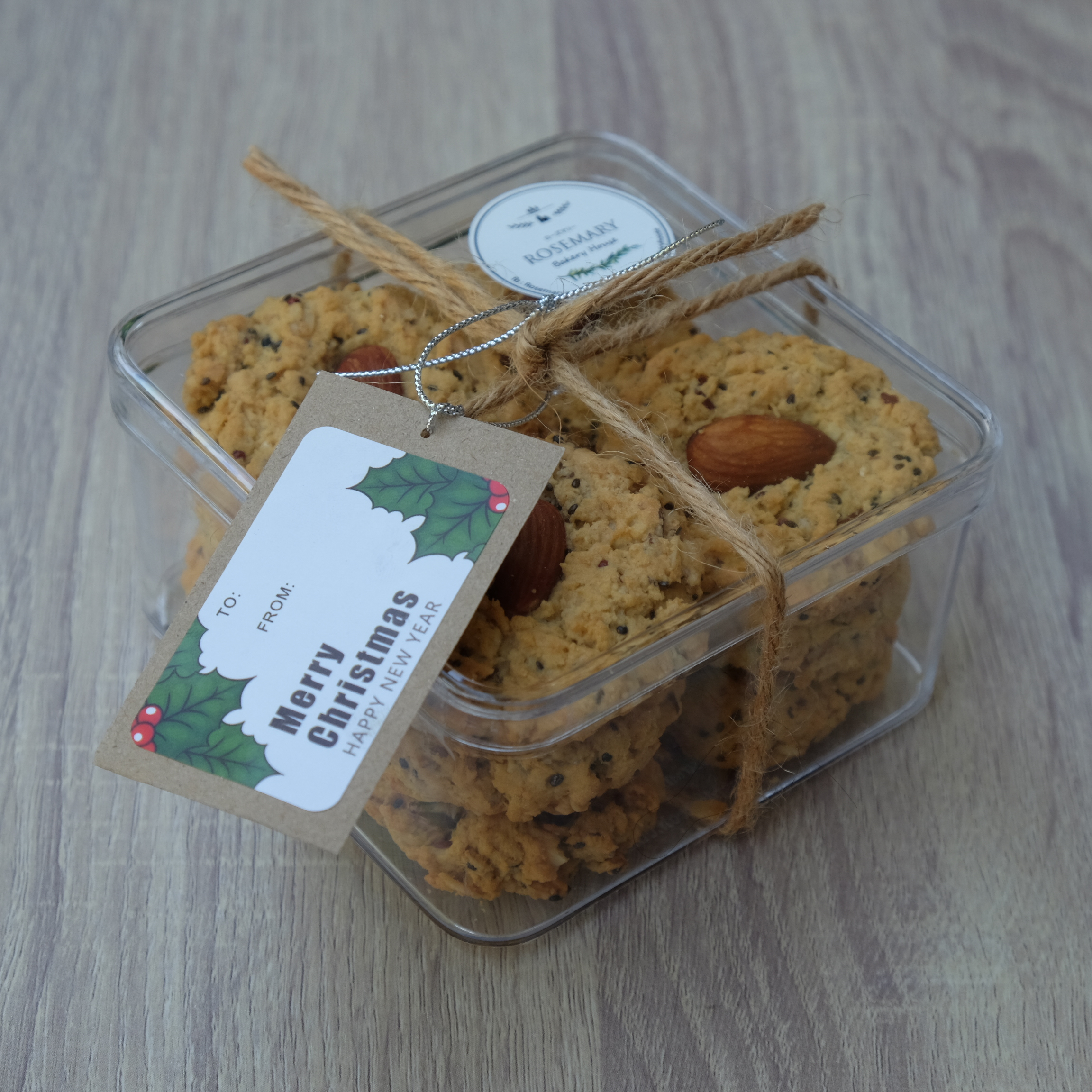 🍪 🌾🌰ALMOND OATMEAL COOKIES 🎅 🎄คุ้กกี้อัลมอนด์ข้าวโอ๊ต - CKH บรรจุกล่องใส #ของขวัญปีใหม่ #คุ้กกี้เพื่อสุขภาพ #แคลรอรี่ต่ำ
