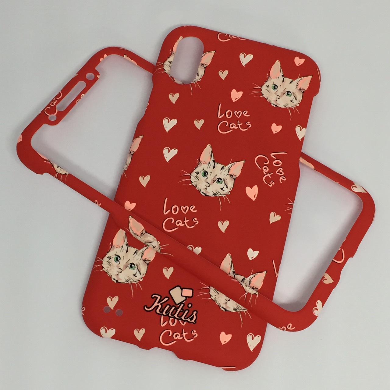 เคสคูทิส (Kutis) ไอโฟนX,XS(ลายแมวหน้าเล็กสีแดง)