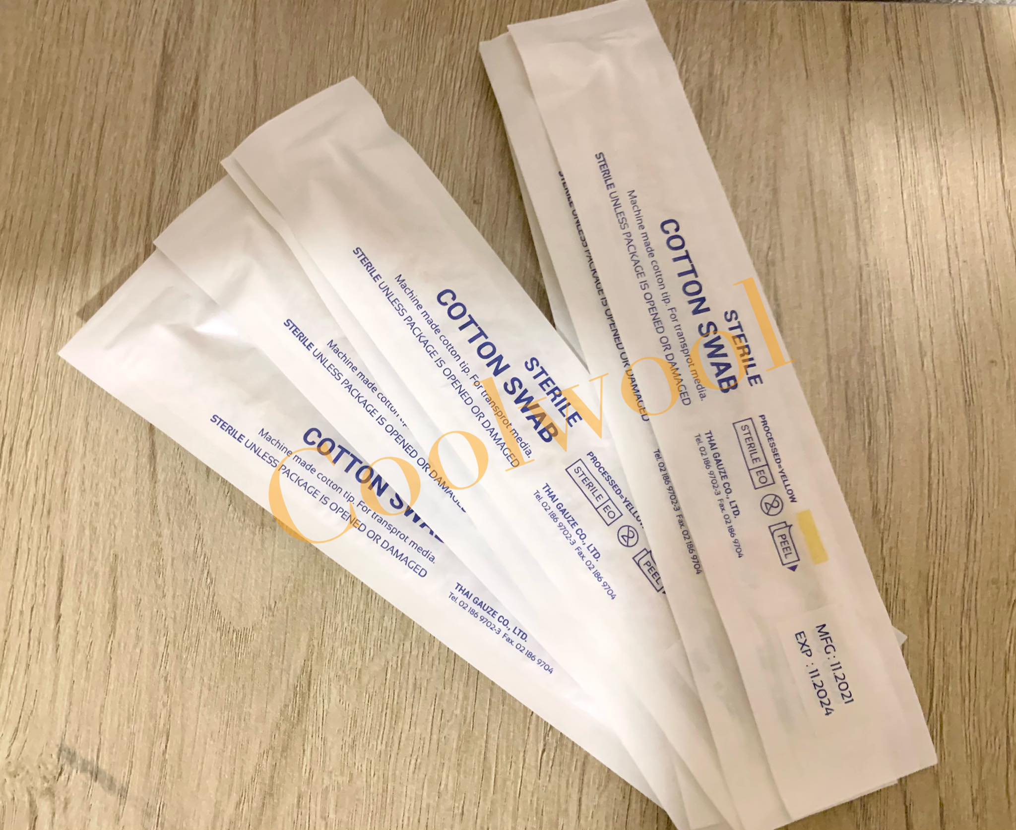 Cotton swab ไม้พันสำลี บรรจุในซอง ปราศจากเชื้อ ซองละ 1 อัน(100/pkg)