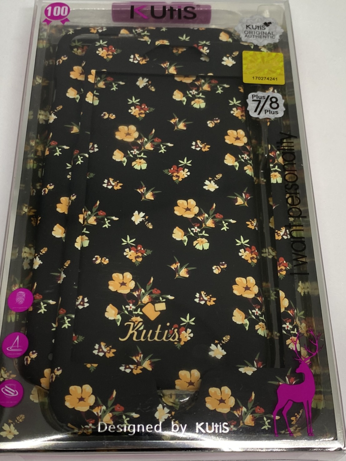 เคสคูทิส(Kutis)เคสไอโฟน7พลัส,8พลัส(ลายดอกไม้ช่อดอกสีส้ม)มาใหม่ เคสประกบหน้า-หลัง เคสเรืองแสง เคสลายวินเทจ ร้านSuperhero Klongthom