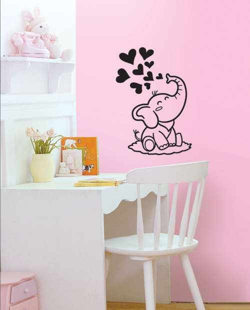 SGWST-28B Wall Sticker ไดคัท ลายช้างพ่นหัวใจ / ขนาดเเผ่น 31.5 x 39.5 cm