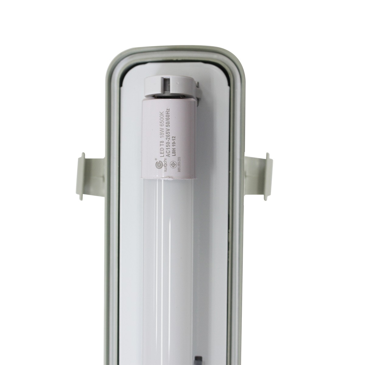 ชุดโคมไฟกันน้ำกันฝุ่น พร้อมหลอด(ยาว) LED T8 1x18w แสงขาว (เปลี่ยนหลอดได้)