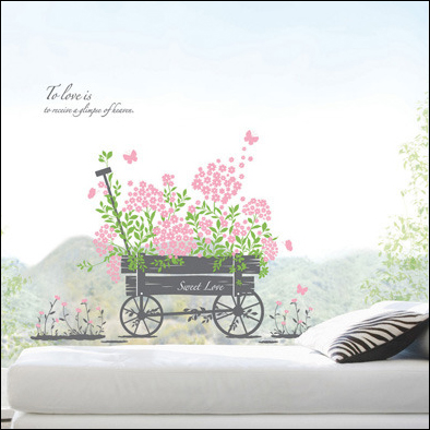 kr-0044 Wall Sticker วอลล์สติ๊กเกอร์ ลาย FLOWER CARRIAGE (Transparency) 50x70 cm