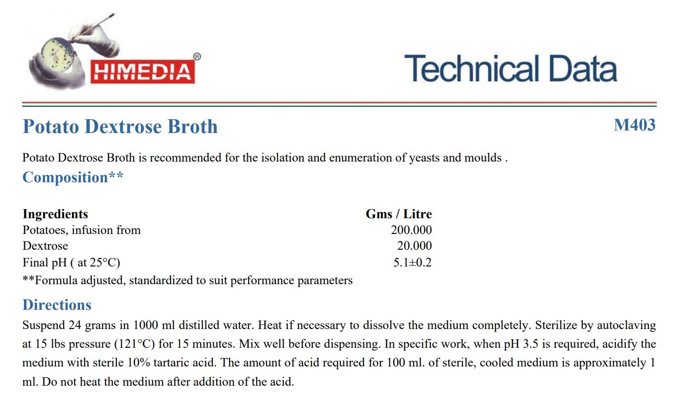 Himedia™POTATO DEXTROSE BROTH (PDB), 500 G