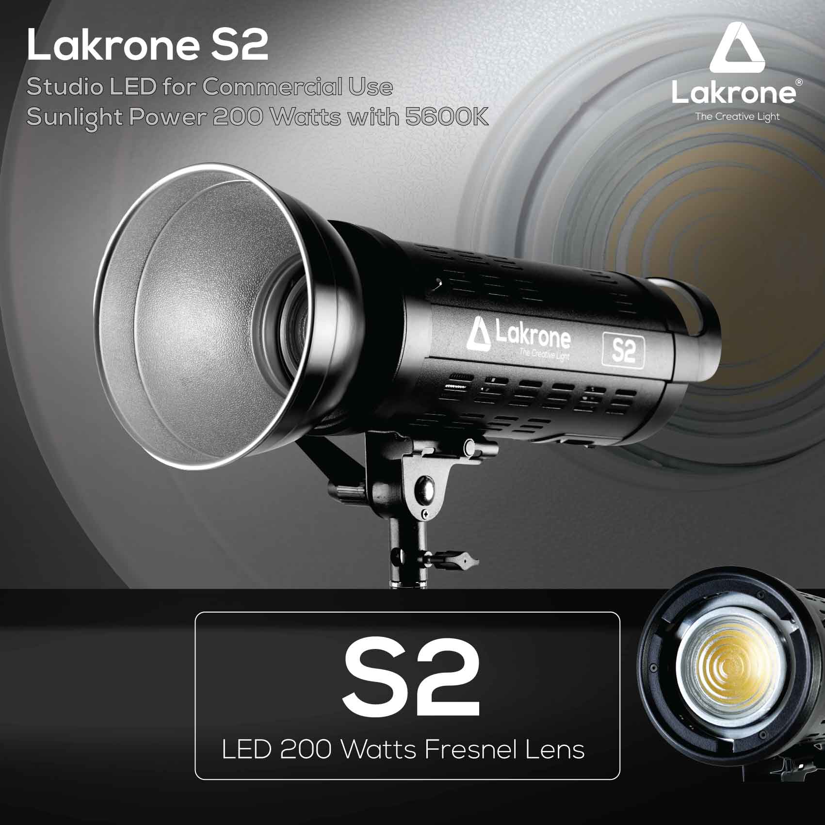 Lakrone S2 LED 200W ไฟแอลอีดี 200 วัตต์ พร้อมอุปกรณ์ในชุด