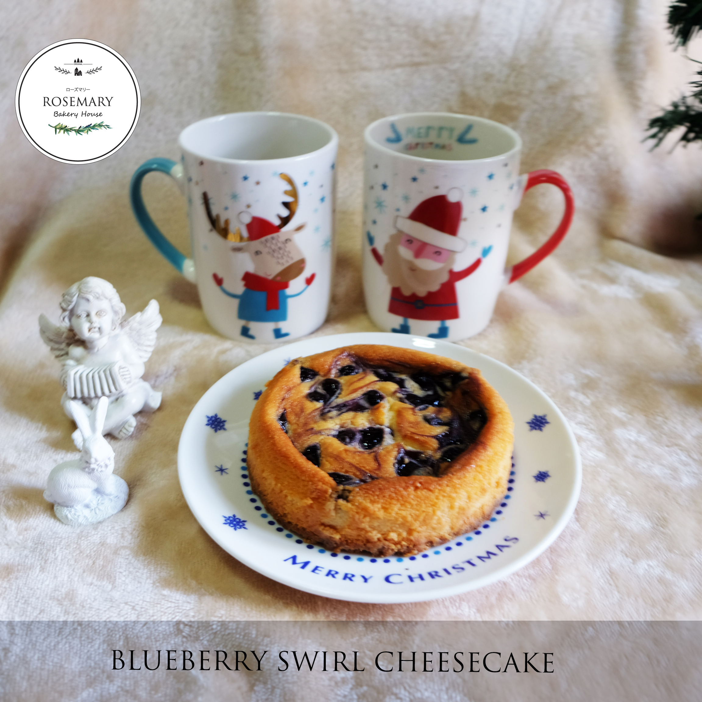 บลูเบอร์รี่ชีสเค้ก (ขนาด 2 ปอนด์) /BLUEBERRY SWIRL CHEESECAKE (2 Pound / 7'' x 7")