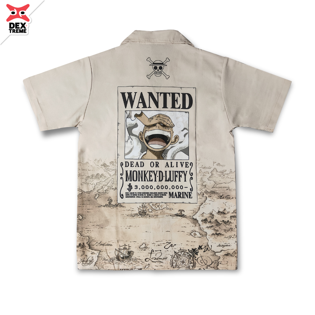 เสื้อฮาวายวันพีซ Hawaii Kids One Piece WANTED Luffy