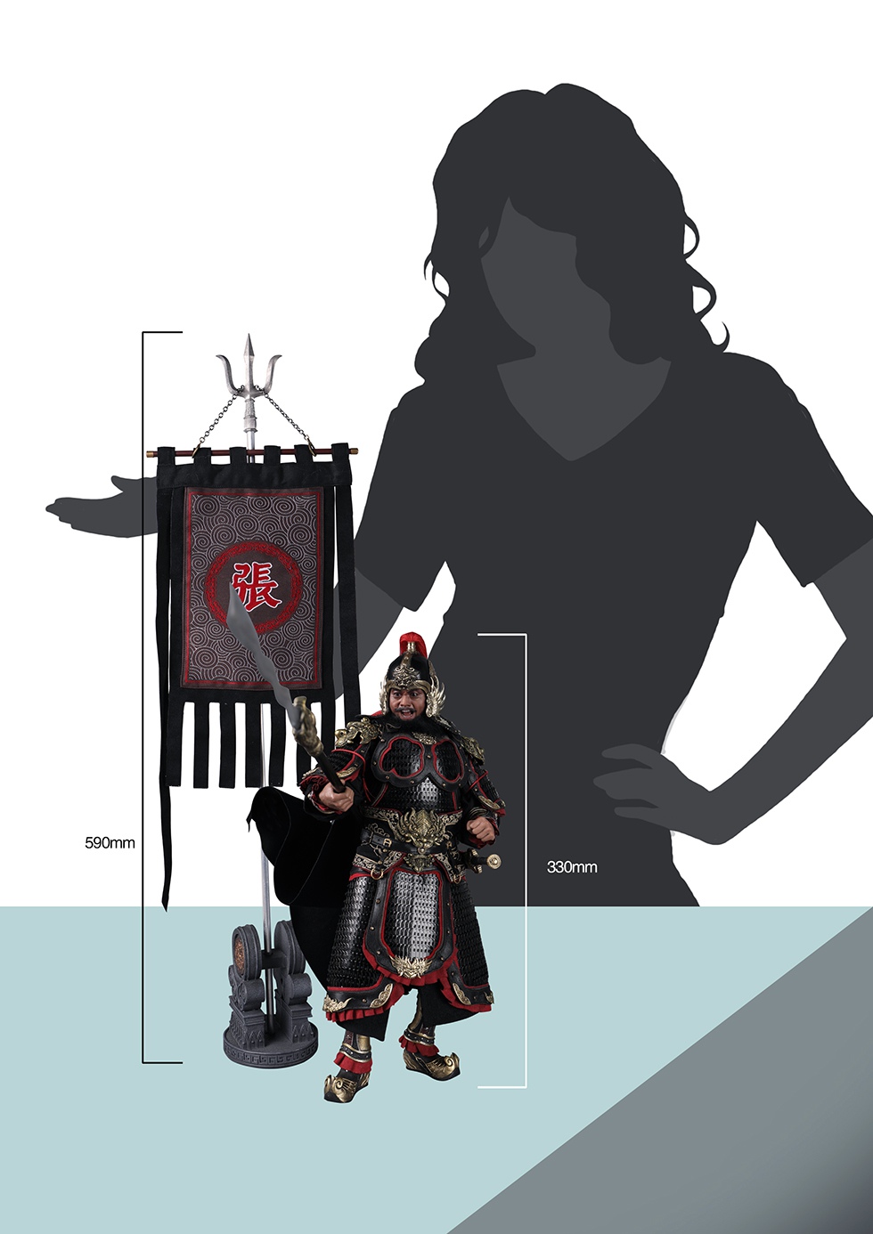 303TOYS MP014 + MP015 1/6 THREE KINGDOMS SERIES - ZHANG FEI YIDE (EXCLUSIVE COPPER VERSION) & BLACK CLOUD ON SNOW (THE STEED OF ZHANG FEI)