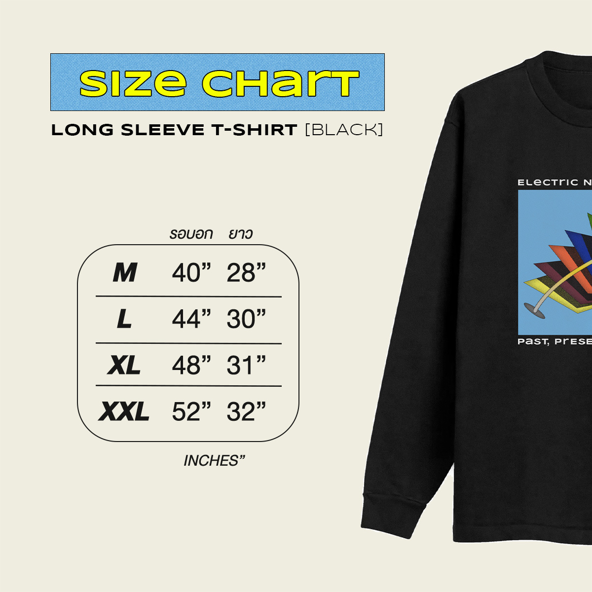 T-SHIRT PAST, PRESENT, FUTURE CONCERT - FADE BLACK LONG SLEEVE