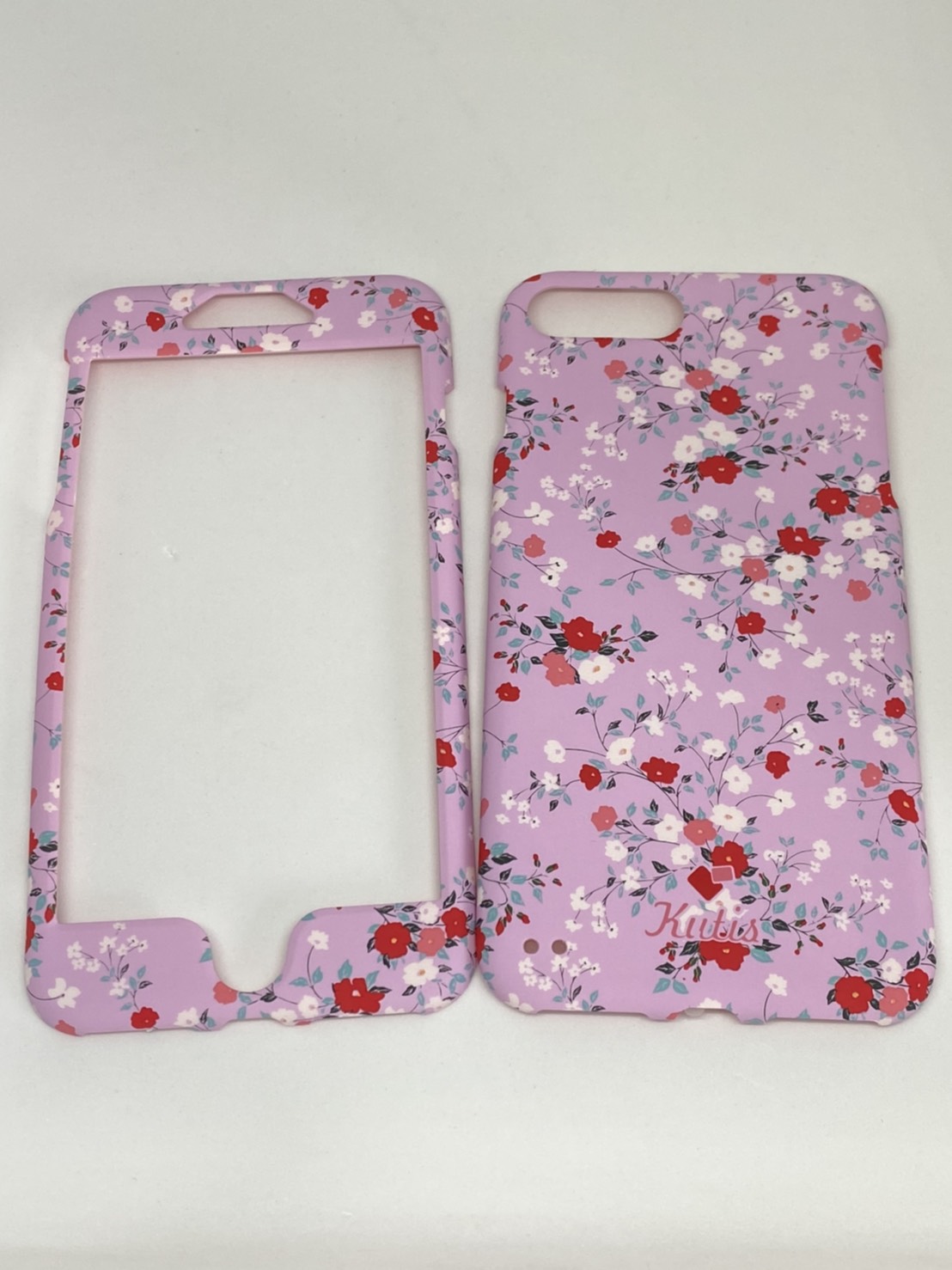 เคสคูทิส(Kutis)เคสไอโฟน7พลัส,8พลัส(ลายดอกไม้สีม่วงอ่อน)มาใหม่ เคสประกบหน้า-หลัง เคสเรืองแสง เคสลายวินเทจ ร้านSuperhero Klongthom