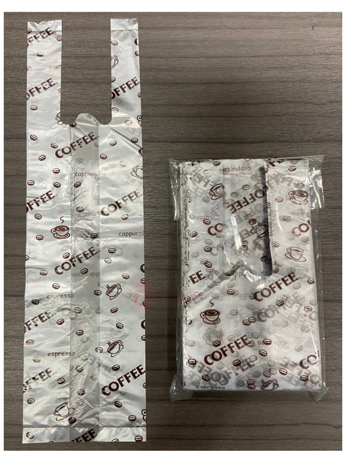 ถุงหูหิ้วใส่แก้ว เต็มใบ พิมพ์ลาย 16 - 22 oz.