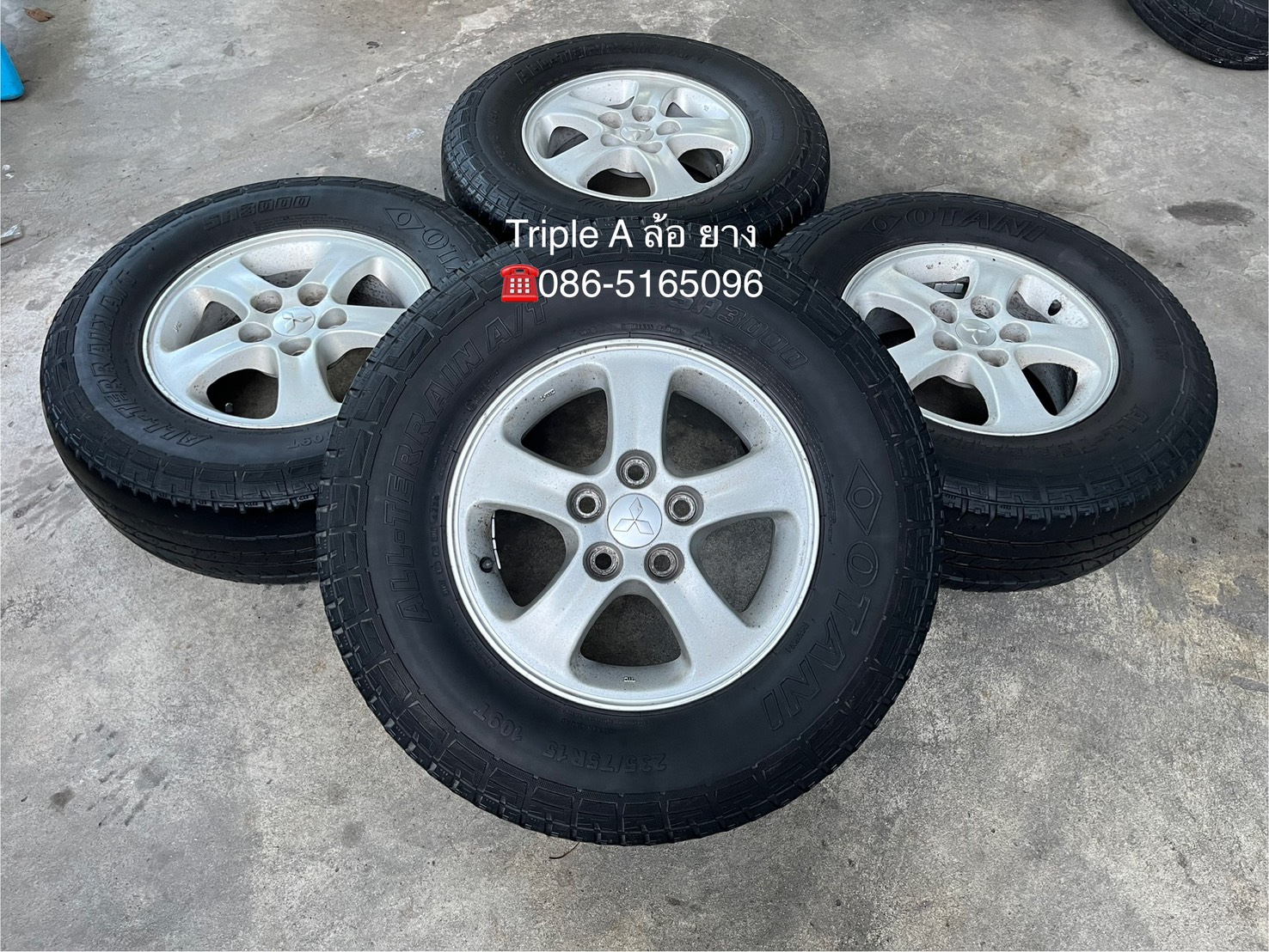 ✨ล้อแม็ก 5รู114✨Mitsu Triton ขอบ 15 แถมยาง 235-75-15 OTANI ปี 20