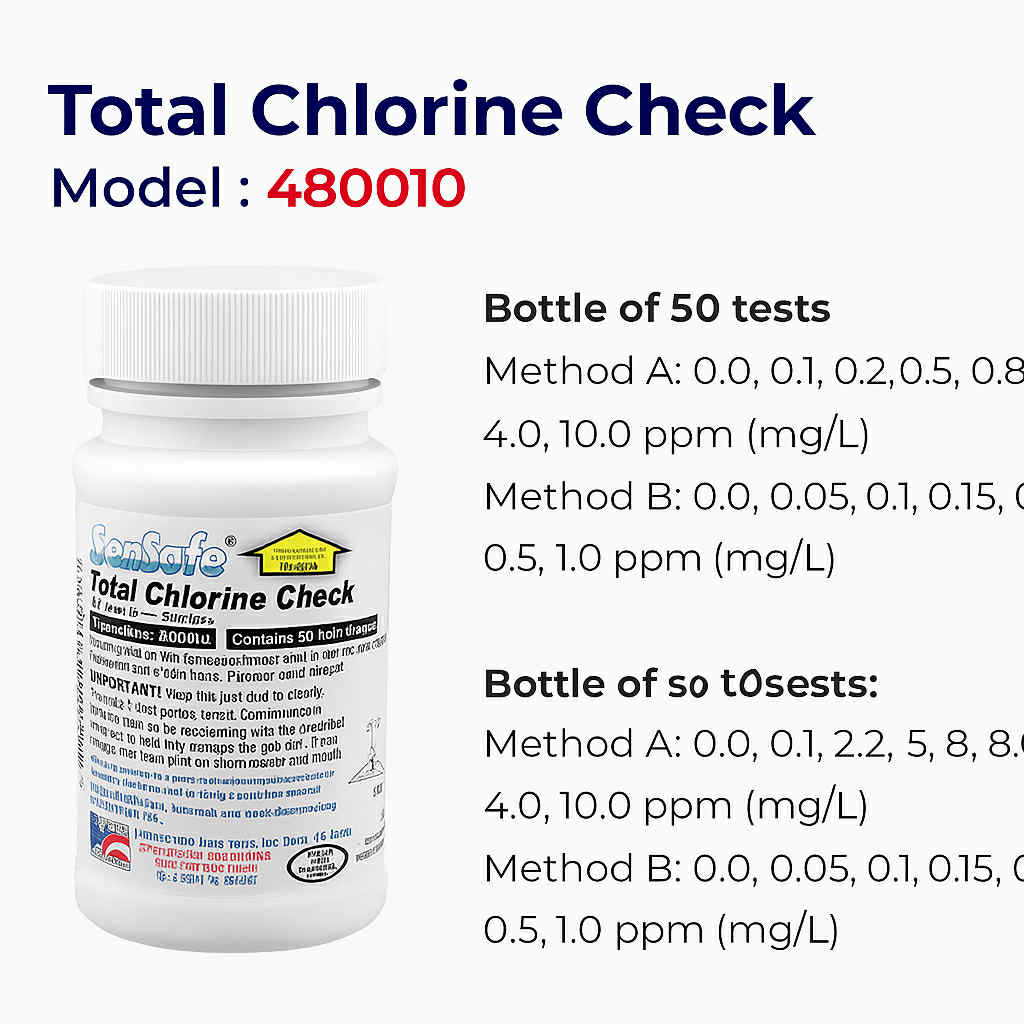 SenSafe® Total Chlorine Test Strips 0-10 ppm (50test/ชุด)