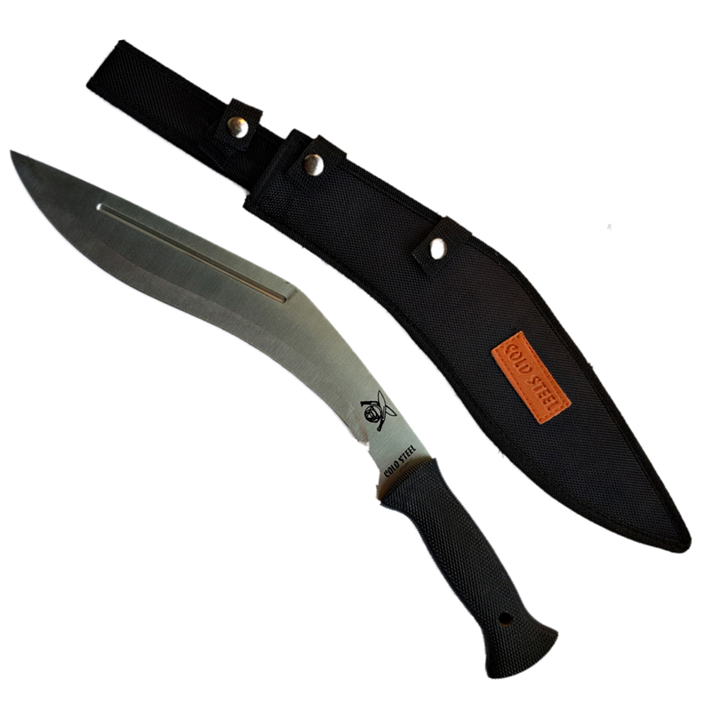 มีดพก มีดกุรข่า มีดเดินป่า มีดใบตาย Cold Steel Conqueror Kukri ขนาด 17.5 นิ้ว (44 ซม.) สีเงิน พร้อมซองผ้าไนล่อนใส่มีด