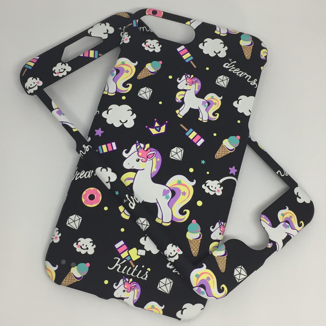 เคสคูทิส (Kutis) ไอโฟน7พลัส,8พลัส(ลายม้ายูนิคอร์นพื้นหลังสีดำ)