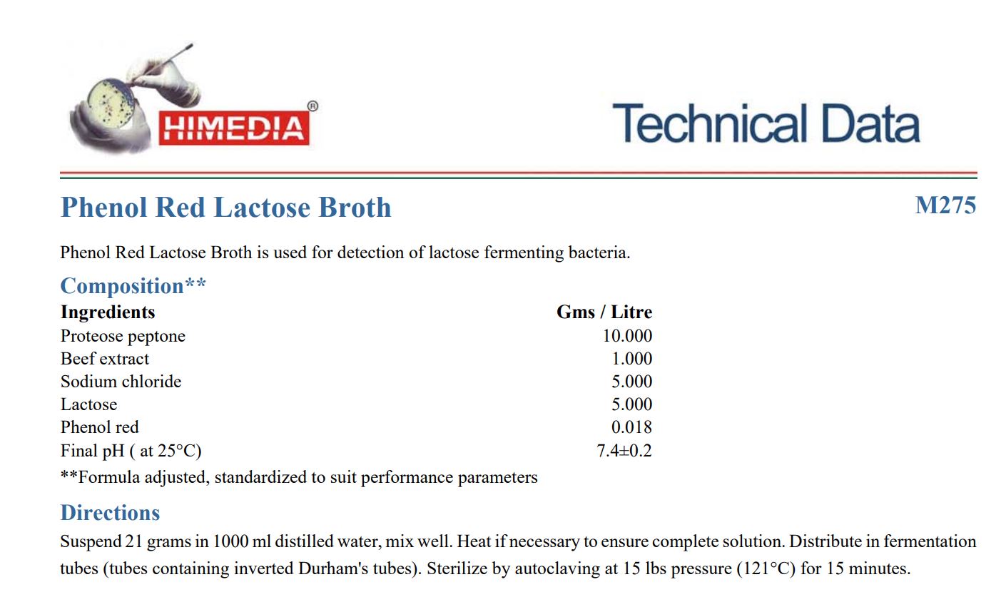 Himedia™PHENOL RED LACTOSE BROTH, 500 G