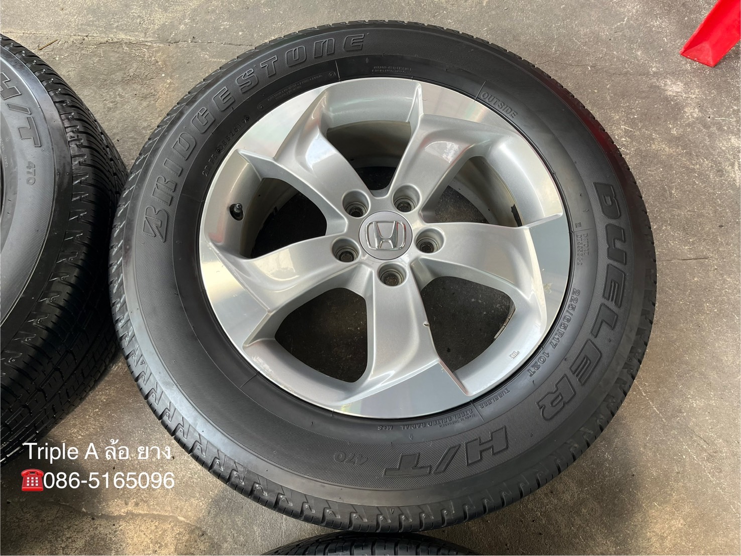 ✨ล้อแม็ก 5รู114✨Honda ขอบ 17 สีบอร์นหน้าเงา แถมยาง 225-65-17 Bridgestone