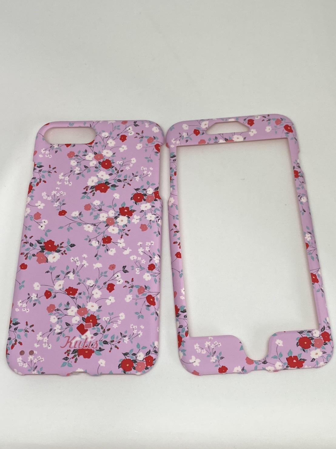 เคสคูทิส(Kutis)เคสไอโฟน7พลัส,8พลัส(ลายดอกไม้สีม่วงอ่อน)มาใหม่ เคสประกบหน้า-หลัง เคสเรืองแสง เคสลายวินเทจ ร้านSuperhero Klongthom