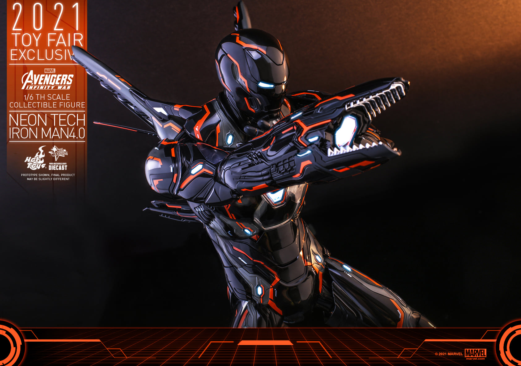 Hot Toys MMS597D39 1/6 Avengers: Infinity War - Neon Tech Iron Man 4.0 [Toy Fair Exclusive 2021]