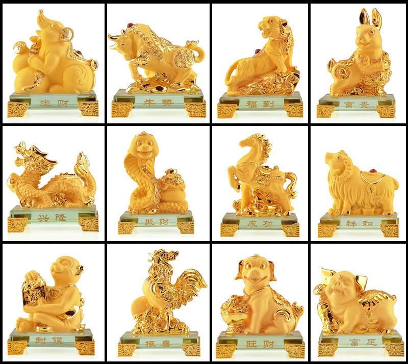 #รูปหล่อเรซิ่น 12 นักษัตร สัตว์มงคล,แก้ปีชง ตามปีนักษัตร ชุด 12 ชิ้น