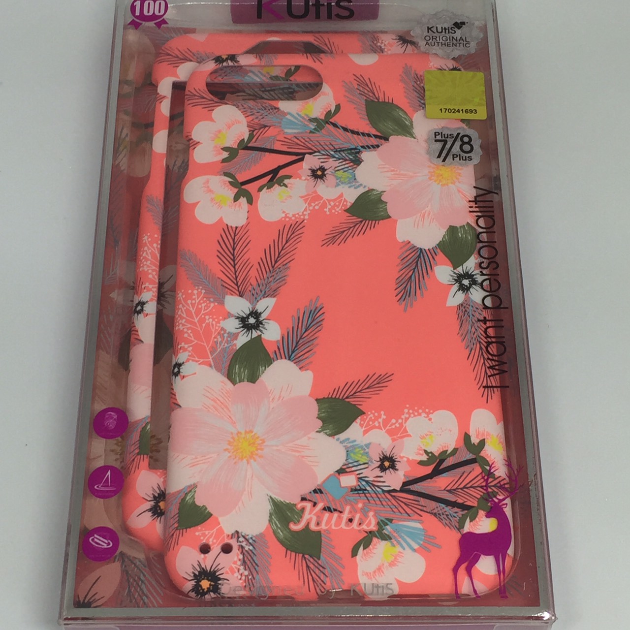 เคสคูทิส(Kutis)ไอโฟน7พลัส,8พลัส(ลายดอกไม้สีพื้นหลังสีส้ม)มาใหม่ เคสประกบหน้า-หลัง เคสเรืองแสง เคสลายวินเทจ