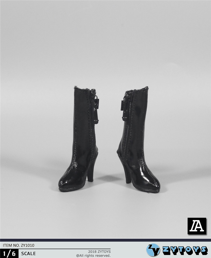 ZY Toys ZY1010A Middle Side Female Leather Boots (Black)