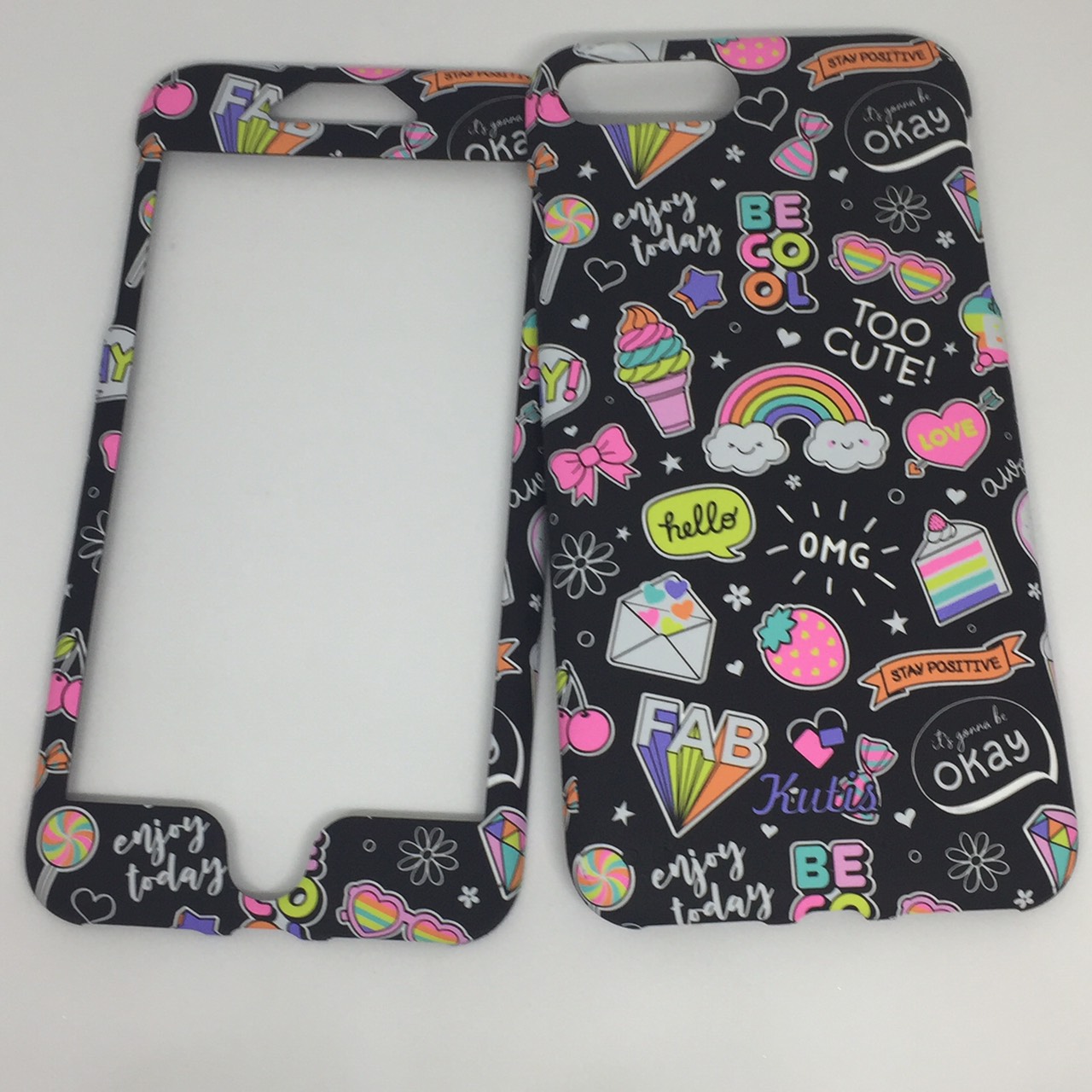 เคสคูทิส(Kutis)ไอโฟน7พลัส,8พลัส(ลายสายรุ้งยิ้มBECOOL)มาใหม่ เคสประกบหน้า-หลัง เคสเรืองแสง เคสลายวินเทจ ร้านSuperhero Klongthom