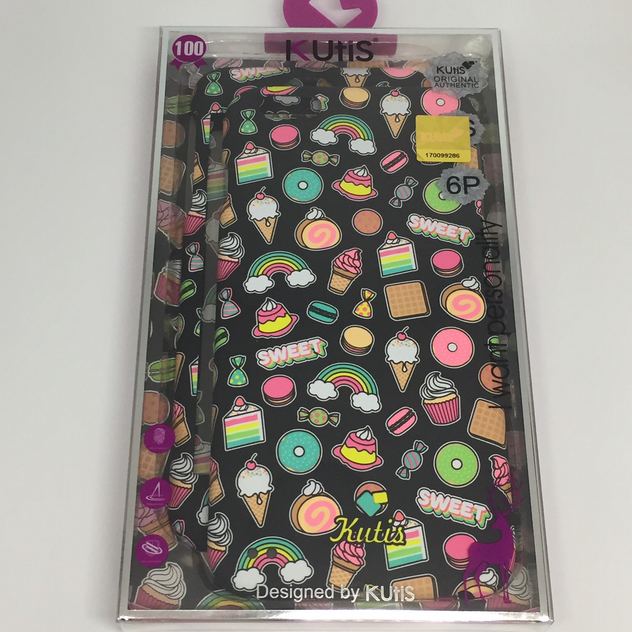 เคสคูทิส (Kutis) ไอโฟน6พลัส,6Sพลัส(ลายสายรุ้งกับของหวานพื้นหลังสีดำ)