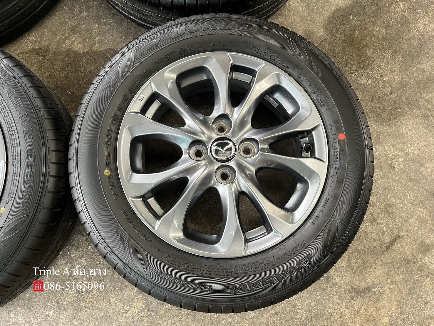 ✨ล้อแม็ก✨Mazda 2 Skyactiv ขอบ 15 สีเทา พร้อมยางใหม่💯185-65-15 Dunlop♨️ปี 24♨️