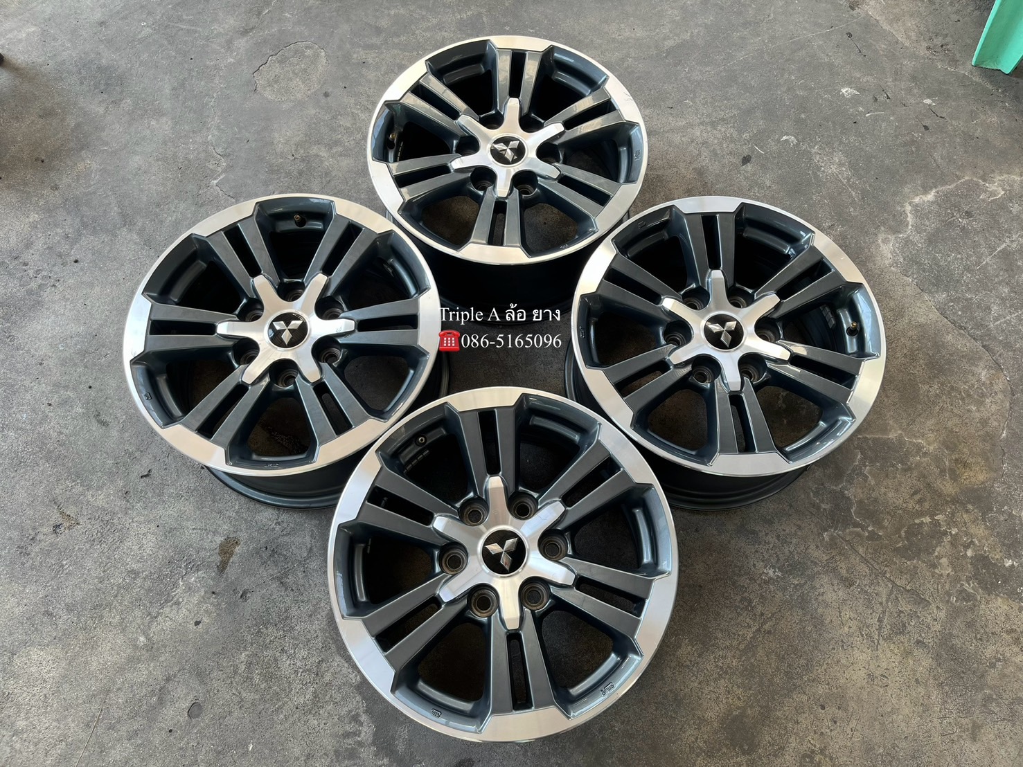 ✨ล้อแม็ก 6รู139✨Mitsu Triton Plus ขอบ 17 เทาหน้าเงา