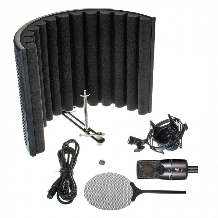 sE Electronics X1 S Studio Bundle ชุดไมโครโฟนคอนเดนเซอร์พร้อมที่จับไมค์และตัวกรองเสียงและซับเสียงพร้อมสาย สำหรับอัดเสียงพูดเสียงร้อง