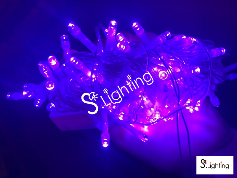 ไฟหยดน้ำ LED 8 เมตร / 100 หัว สีม่วง กระพริบ
