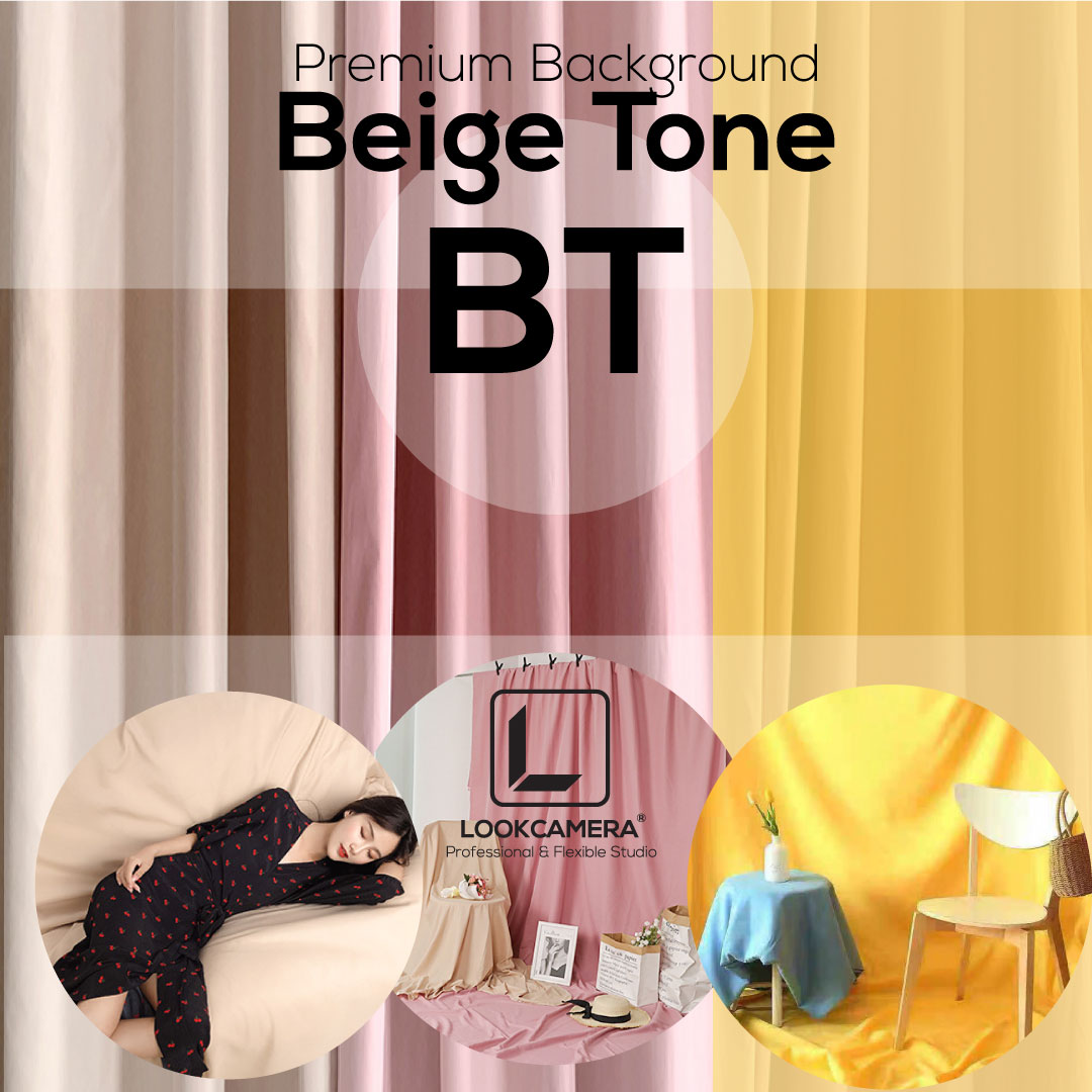 Beige Tone ฉากหลังผ้าสีเบจโทน ขนาด 240x300 ซม สำหรับถ่ายแบบ ถ่ายเสื้อผ้า ถ่ายนางแบบ จัดพร็อพ