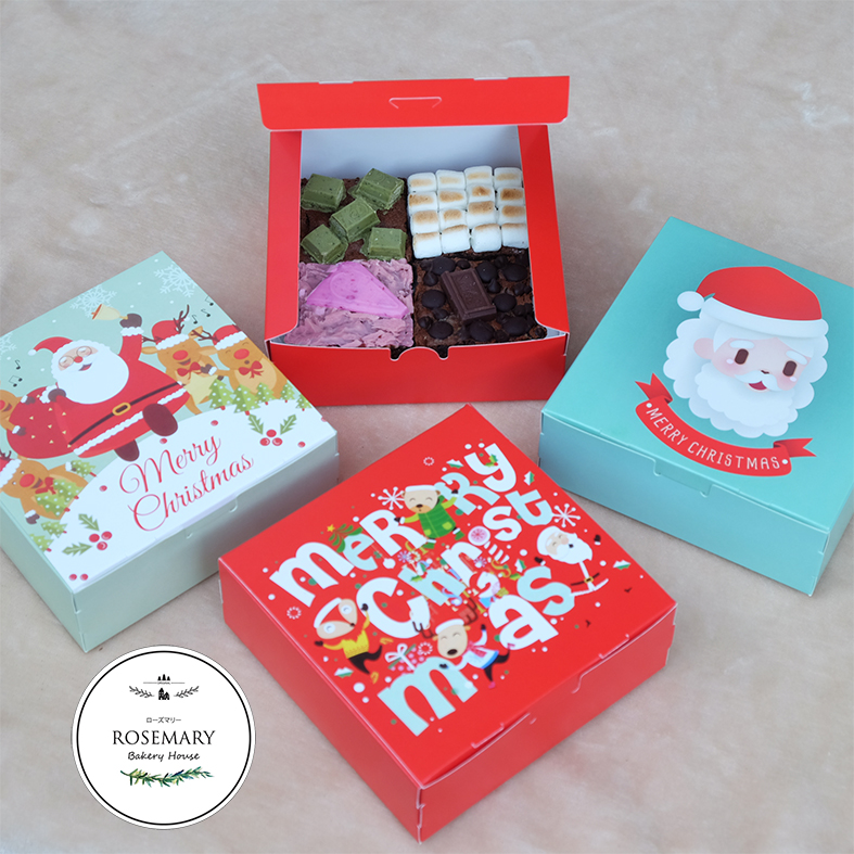 🎅 🎄 Let's Party - FANCY BROWNIES 🎅 🎄 ปาร์ตี้-บราวนี่ส์แฟนซี (4ชิ้น/4Topping) กล่อง 1 ปอนด์ (ขนาดบราวนี่1ชิ้น7*7cm.)