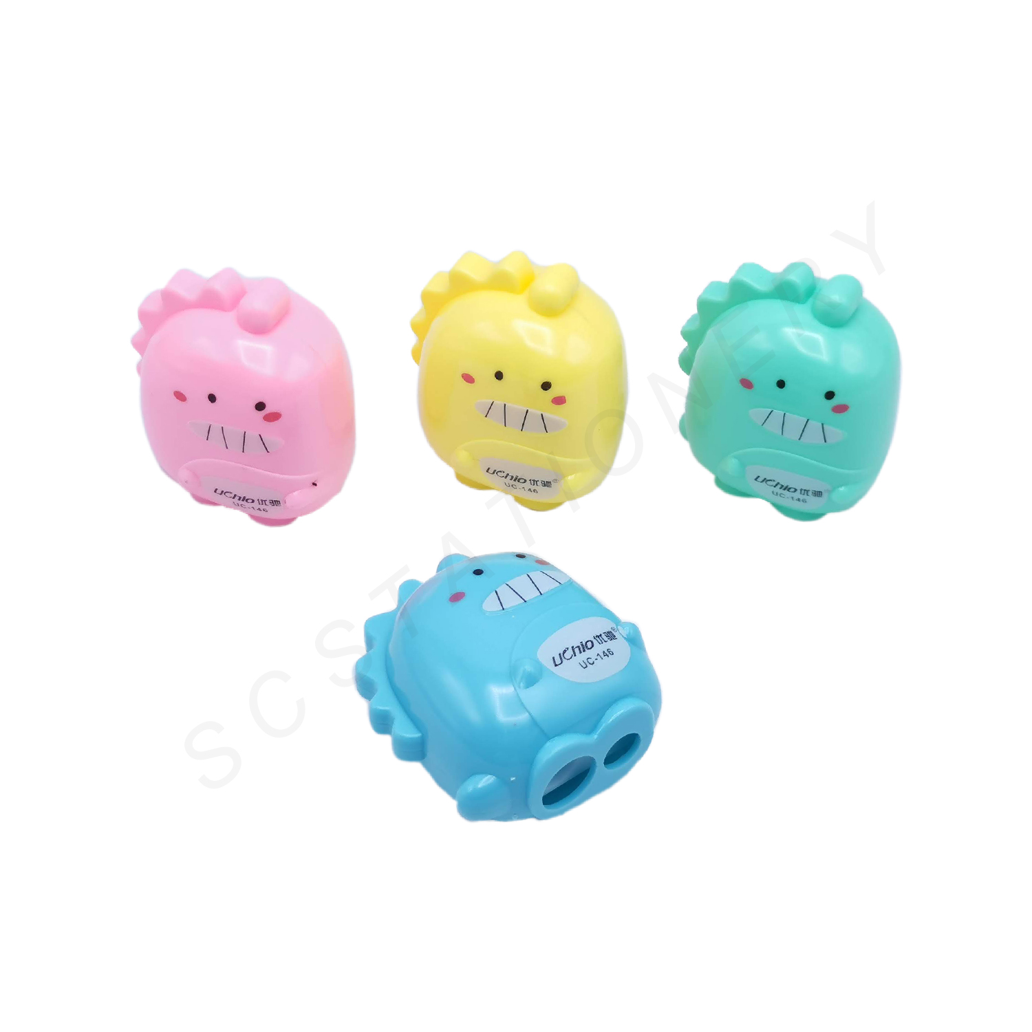 กบเหลาดินสอ 2รู ไดโนเสาร์ NO.UC-146A แพ็ค 48ชิ้น คละสี