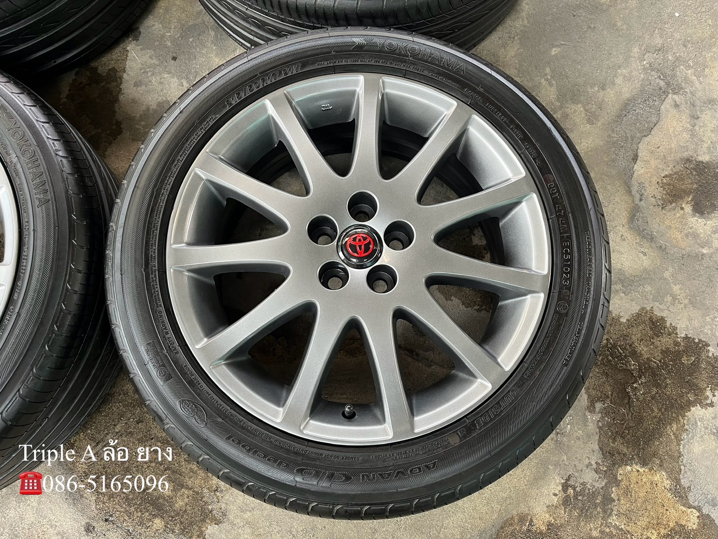 ✨ล้อแม็ก 5รู100✨Toyota ขอบ 17 สีไฮเปอร์ พร้อมยางป้ายแดง 215-50-17 Yokohama🌟ปี23🌟
